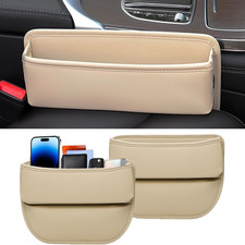 2-Pack Car Seat Gap Filler Leather Organizer for Car SUV Truck Beige picture