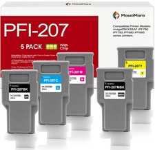 ** NEW Canon Ink Cartridges | PFI-207 | Black/Color | Compatible | 5-Pack picture