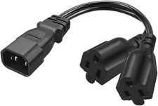 Toptekits C14 to Dual NEMA5-15R Power Plug,IEC 320 C14 Male to 2XNEMA5-15R Sp... picture