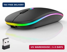 LED Wireless Mouse, Slim Silent Dual-Mode 2.4G+BT Rechargable 7-Color Portable M picture