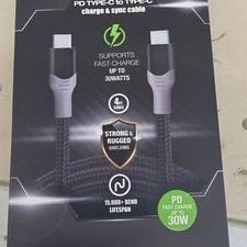 PowerXcel USB Type-C Charge & Sync Cable 4ft Fast Charge Black Gray picture