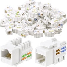 100 Pcs Cat6 Keystone Jacks, Rj45 Ethernet Modular Standard, White picture