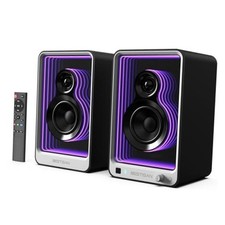 BESTISAN 50W*2 Active Bookshelf Speakers with Dynamic Light Effect, 3