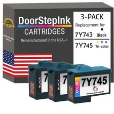 DoorStepInk Compatible Ink Cartridge for Dell Series2 7Y743 2Bk /7Y745 Color-USA picture