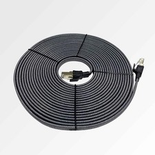 25Ft Nylon Braided Cat8 High Speed Heavy Duty LAN Patch Cord Gold Plated RJ45 picture