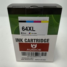 Aumok 64XL Ink Cartridge Compatible Replacement For HP 64, Black & Tri-Color NEW picture