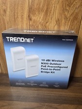 10dBi Wireless N300 Outdoor PoE Preconfigured P2P Bridge Kit NEW picture