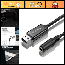 USB Audio Adapter, USB to 3.5mm Aux Converter for Headset & Microphones, 6.6FT picture
