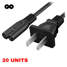 Lot of 2 Prong 2 Pin 2-Slot Plug Figure 8 AC Power Cable 3FT 5FT 10FT 15FT 20FT picture
