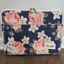 Canvaslife White Rose Pattern Laptop Sleeve Zippered Supply Pouch picture