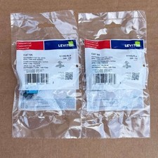 Lot of 2 Leviton 6110G-RL6 CAT6A QuickPort Keystone Jack 8P8C Blue picture
