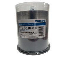 PHILIPS 600 Blank  DVD-R DVDR 16X Silver Shiny Top 4.7GB Disc Spindle CB 6x100pk picture