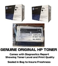 2 Mostly New Genuine HP 90A Toner Cartridges Printer-Tested 80% SEALED BAG picture