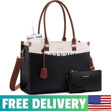 Laptop Bag For Women, Waterproof Tote Purse With Clutch For Work picture