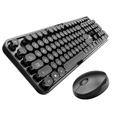 Wireless Keyboard and Mouse Combo, Retro Typewriter Style Keyboard with Round... picture