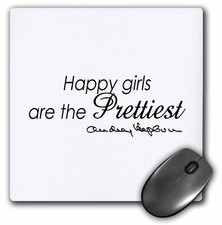 3dRose Happy girls are the PRETTIEST, quote MousePad picture