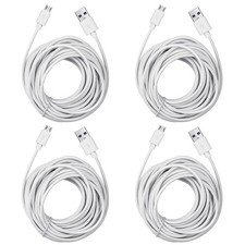 4-Pack 25 ft Micro USB Extension Cable for WYZE Cam v3/OG, 25 Feet, White picture
