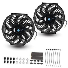 2PCS 12 Inch Universal Slim Push Pull Electric Radiator Cooling 12 inch Black picture