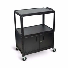 Luxor AVJ42XLC Extra Large Adjustable Height Steel AV Cart Three Shelves Black picture