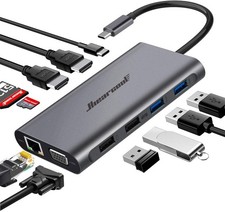 Hiearcool USB C Hub, USB-C Laptop Docking Station, 11IN1 Triple Space Grey  picture