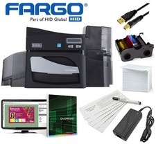Fargo DTC4500e ID Card Thermal Printer with Software Ribbon and Supply Bundle PL picture
