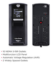 CyberPower CP1500GAVR 1500VA/900W UPS Battery Backup AVR 10 Outlet LCD picture