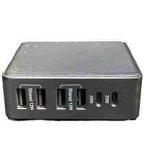 heyday 6-Port Charging Hub Vertical (2 USB-C & 4 USB-A) - Black Saffiano picture
