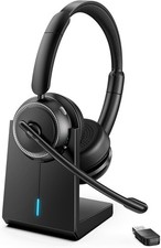 Upgrade ANC & ENC Wireless Headset with Mic for Work(Flip-to-Mute & Dongle) | He picture