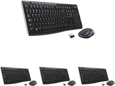 LOT OF 4 Logitech MK270 Wireless Keyboard & Mouse Combo for Windows 2.4GHz Black picture