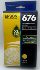 Genuine Epson 676XL Yellow Ink Cartridge T676XL420 XL Pro New Sealed Exp 03/2022 picture
