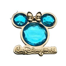 2026 Walt Disney World Parks Minnie Mouse Ear Gold Tone Jewel Metal Magnet picture