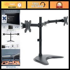 Dual LED LCD Monitor Stand - Free-Standing Adjustable Height Desk Mount, Ergonom picture