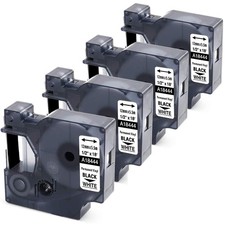 12mm Tape Compatible with Dymo Rhino 18444 Vinyl Labels Black 4x picture