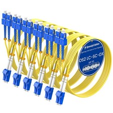 6 PCS OS2 LC to SC Fiber Patch Cable 1G/10G Duplex 9/125um SMF 3m/10ft picture