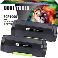 2 Pack 60F1000 BK Toner Cartridge for Lexmark MX310dn MX410de MX510de MX511dte picture