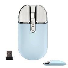 Blue Cute Ultra Slim Silent Wireless Bluetooth Mouse DualMode 2.4G Portable picture
