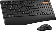 KM40 Wireless Keyboard Mouse Combo Ergonomic Wave Wrist Rest Silent Set picture