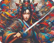 Japanese Samurai Female Warrior Art Mouse Pad    7 3/4  x 9
