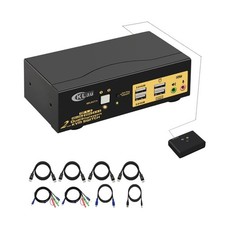 CKLau 4K@60Hz 2 Port Dual Monitor KVM Switch Displayport with Audio, USB 2.0 Hub picture