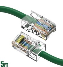 Cat5e 5ft Green Ethernet Patch Cable, 350 MHz UTP Stranded RJ45. (Lot Of 10). picture