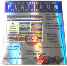 America Online AOL Mail 4.0 Platinum Premiere Instant Messaging 100 Hours Sealed picture