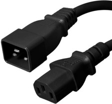 20 PACK LOT 2ft IEC C20 - C13 Black Power Cord 14AWG 15A/1875W 100-250V 0.6M picture