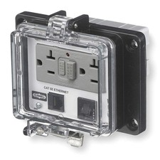 HUBBELL WIRING DEVICE-KELLEMS PR4X205EB Access Port,Power And Data,NEMA 4X 1CXG8 picture
