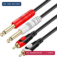 RCA to 1/4 Cable 10Ft,Dual 1/4 inch 2 x 6.35mm TS Mono Male Jack to Dual picture