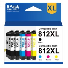 5-Pack 812XL T812XL Ink Cartridges For Epson WorkForce WF-7820 WF-7310 EC-C7000 picture