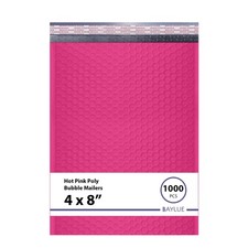 Hot Pink Bubble Mailers 4x8, Poly Padded Envelopes #000, 1000 Pack picture