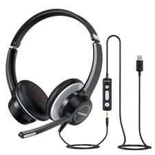 Auriculares USB con micrófono cable de 3,5 mm ordenador con cancelación de ruido picture