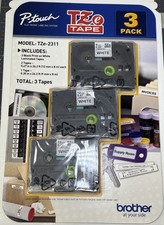 Brother TZE-2311 3 Pk Black On White Tape (2) TZE-231 & (1) TZE-221 Genuine OEM picture