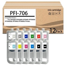 12 Pack  Ink Tank for PFI706 Ink Cartridge for imagePROGRAF iPF8300 iPF8300S picture