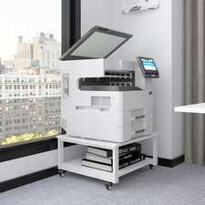 2 Tier Laser Printer Stand, 24''X24'' Large Printer Table, White picture